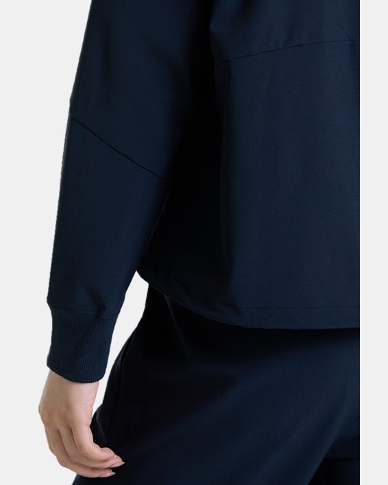 Women's UA Woven Full-Zip Jacket in Black image number 4